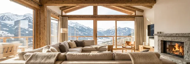 Wohnraum mit Blick auf die Berge