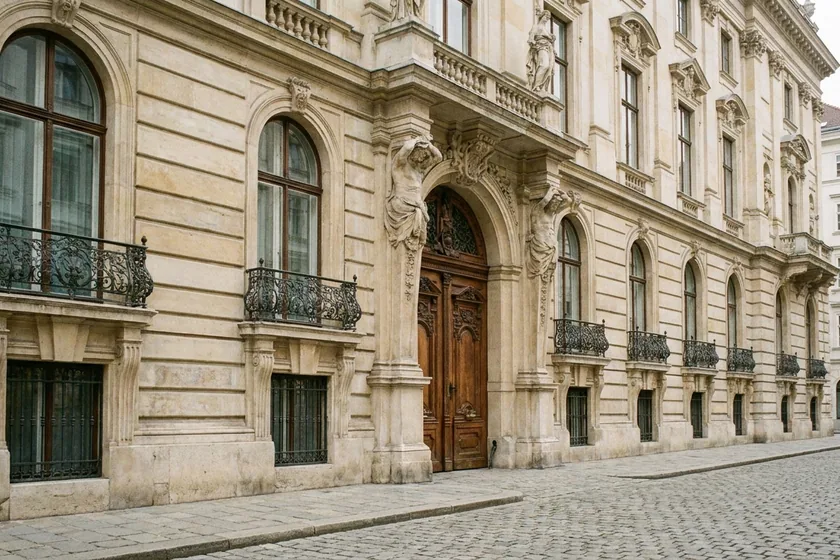 Klassische Bankfassade in Wien